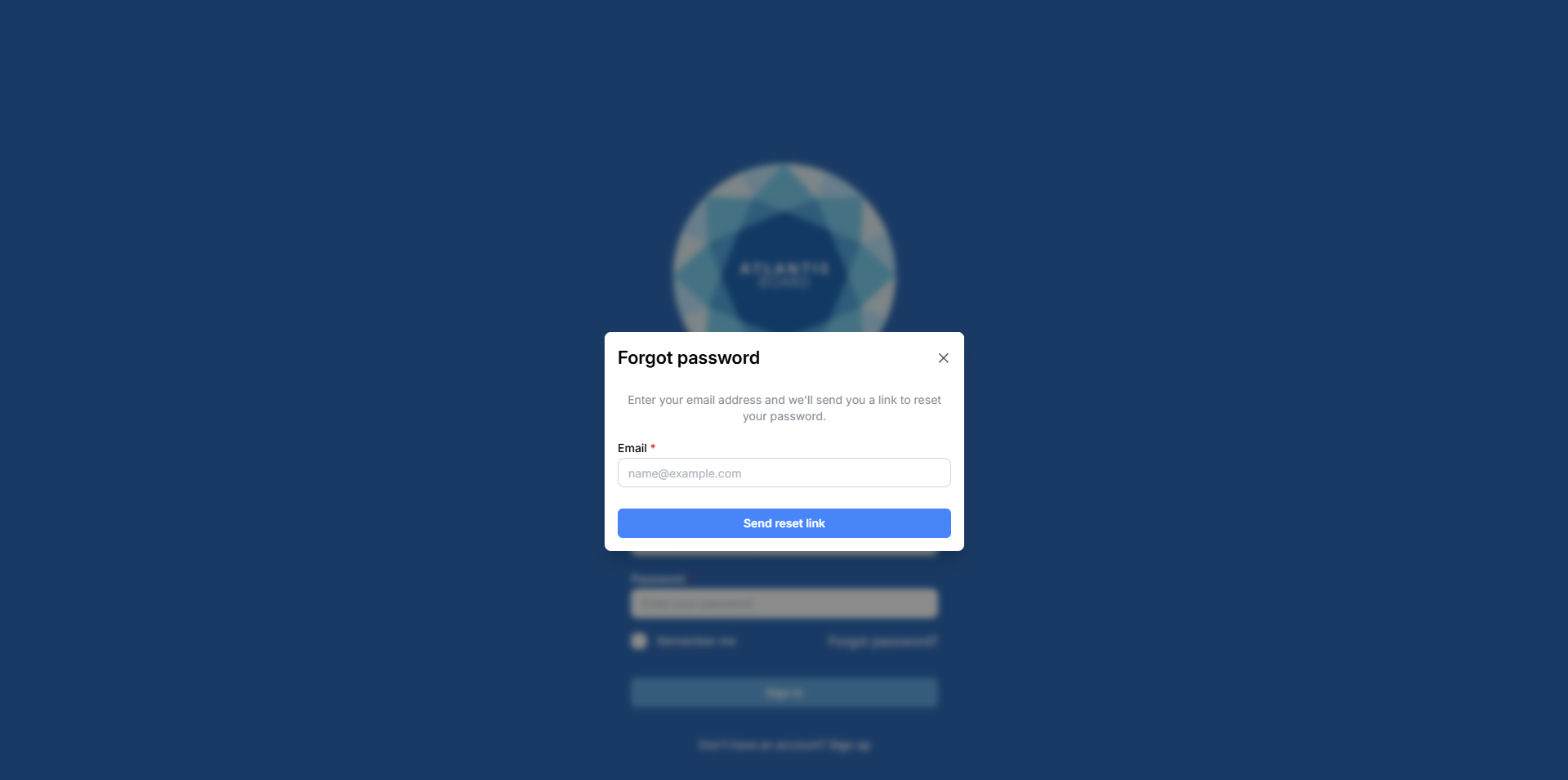 Forgot password modal