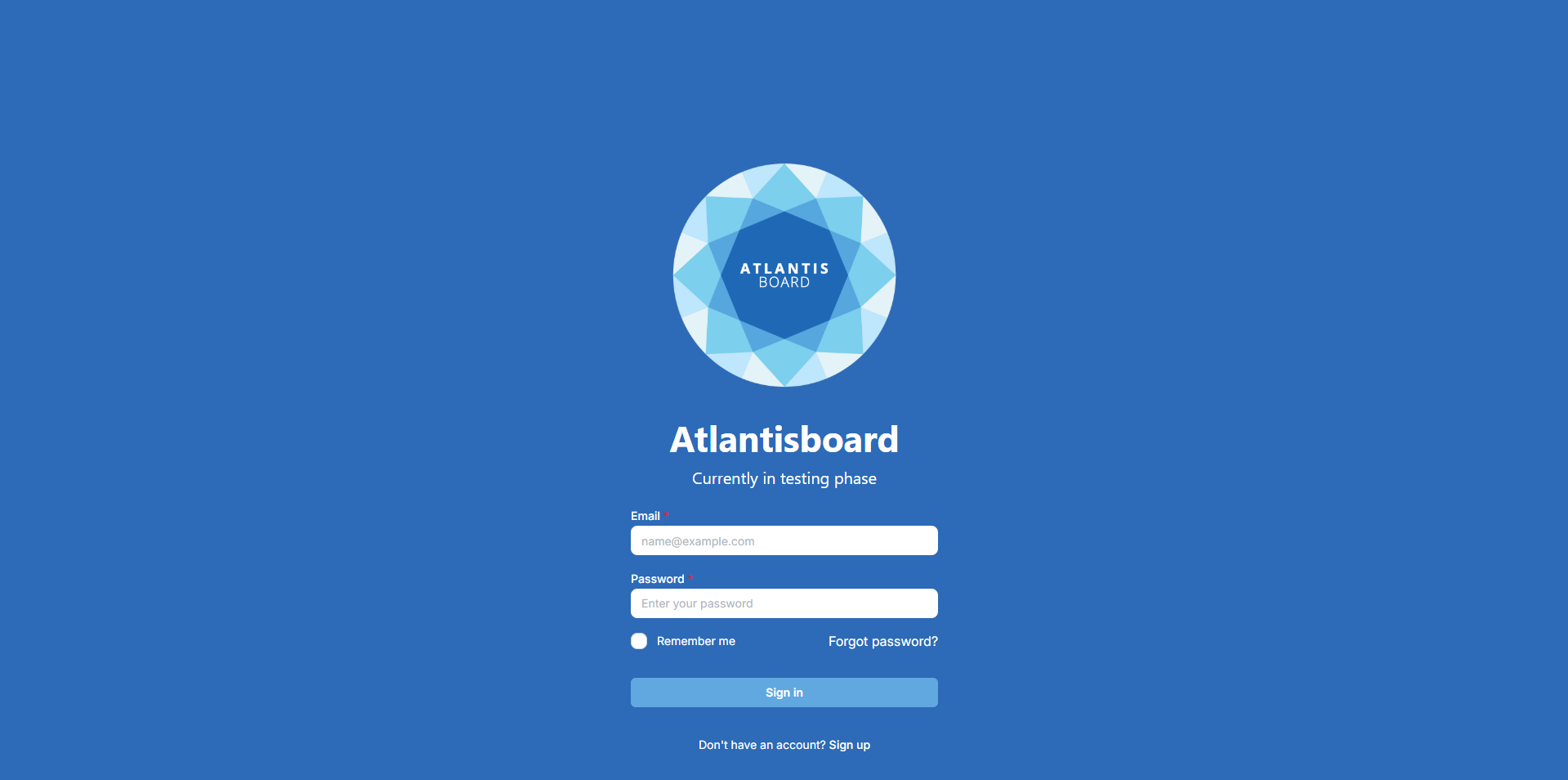 Login page