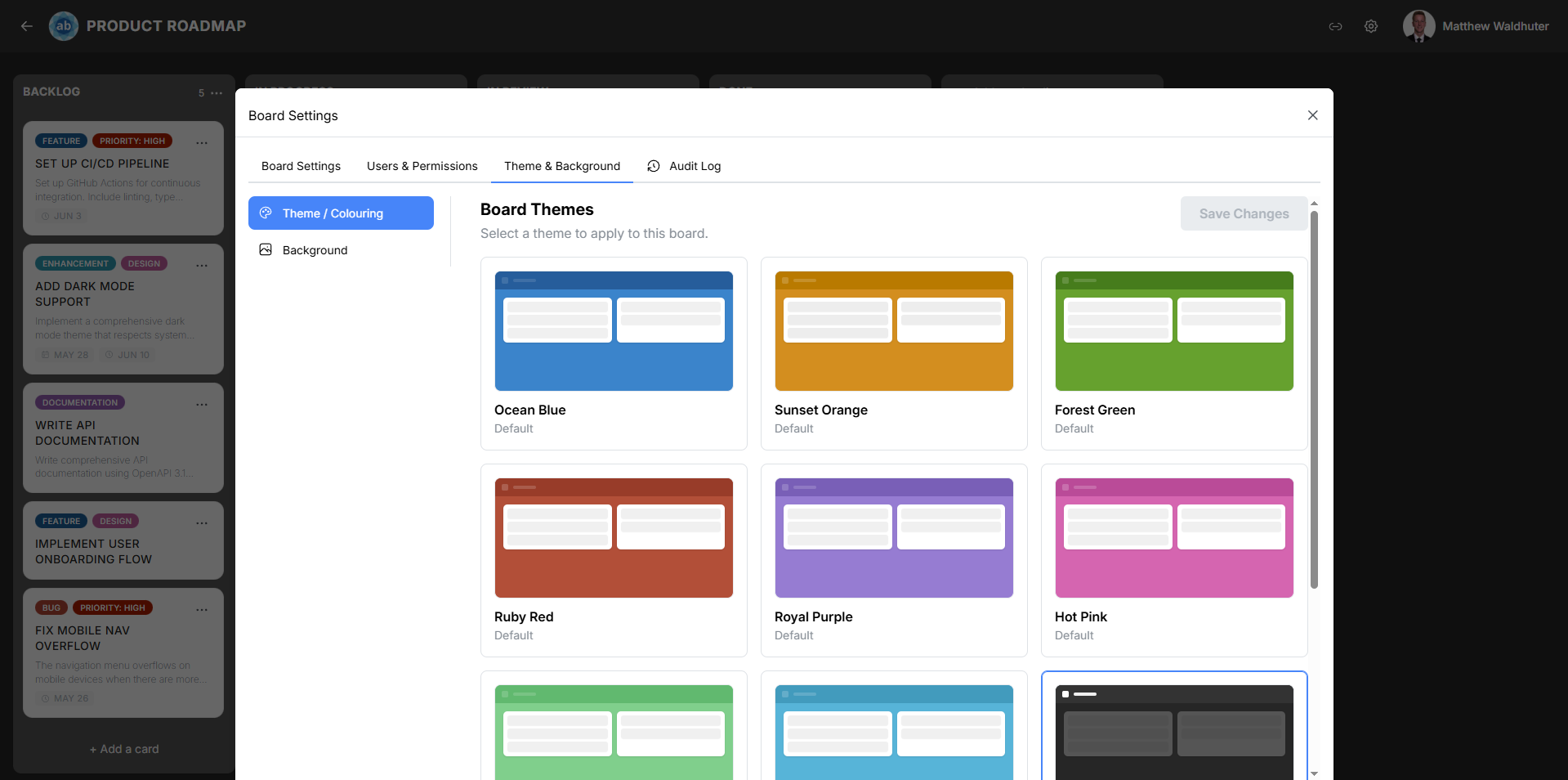 Board theme selector